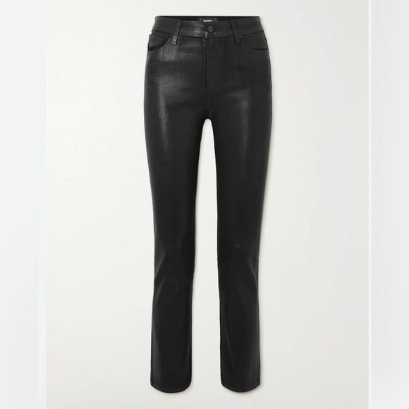 PAIGE Cindy Cropped Size 32 Black Straight Leg High Rise Jeans Sleek Design - Picture 1 of 13